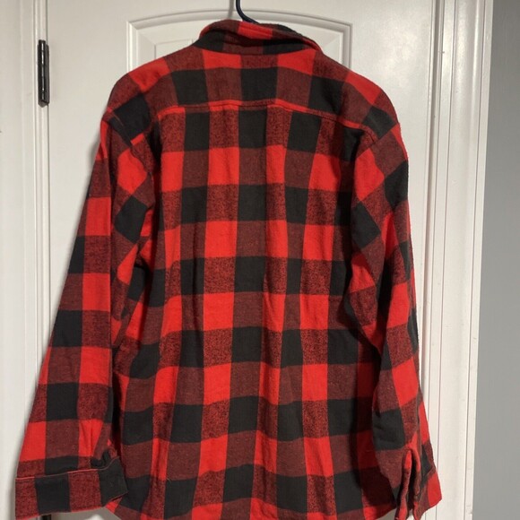 Winston Mens Vintage Red Buffalo Plaid Long Sleeve Button Down Flannel Shirt XL - Picture 6 of 6